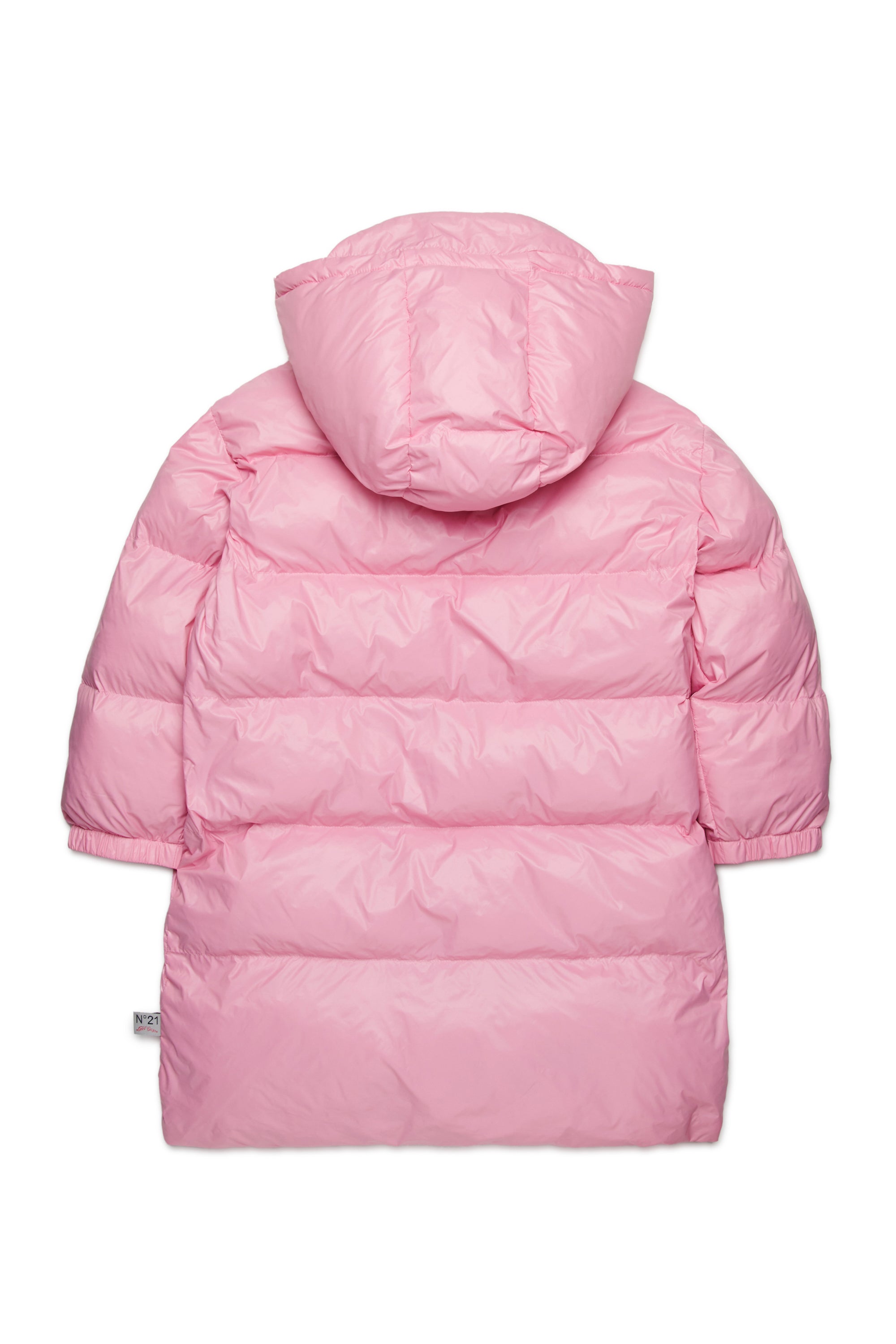 Long padded jacket with asymmetrical hem