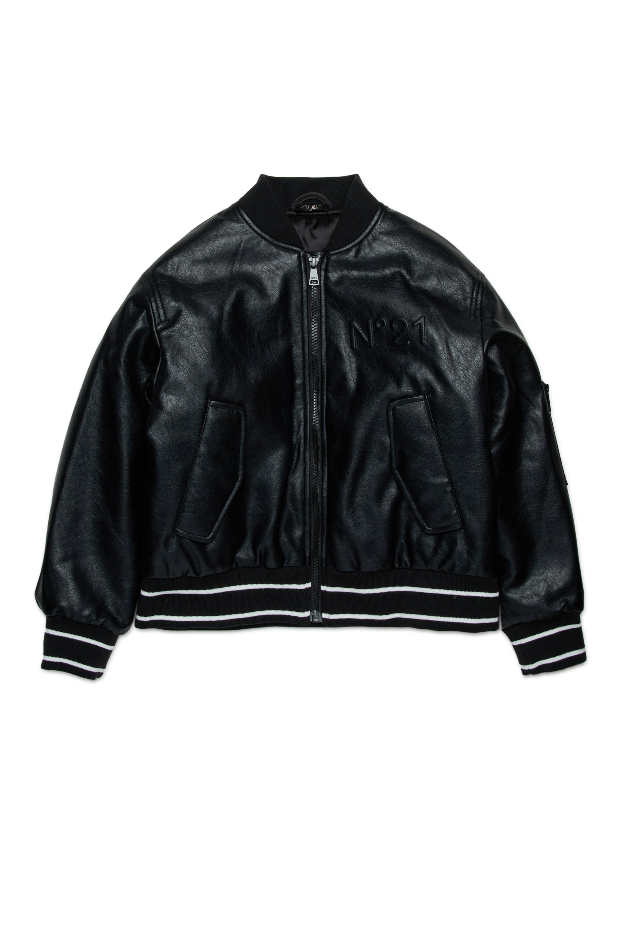 Giacca bomber in tessuto spalmato con logo