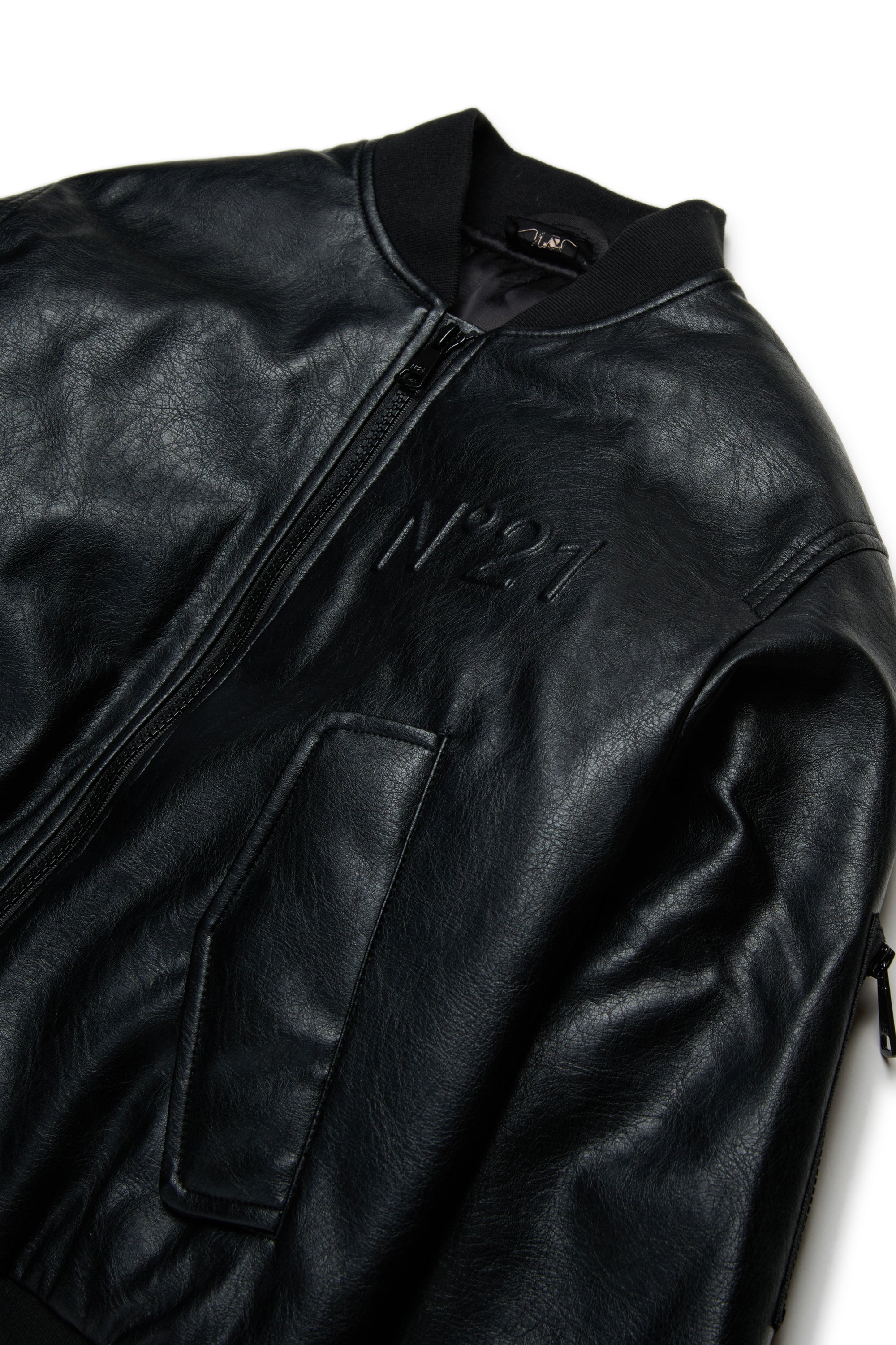 Giacca bomber in tessuto spalmato con logo