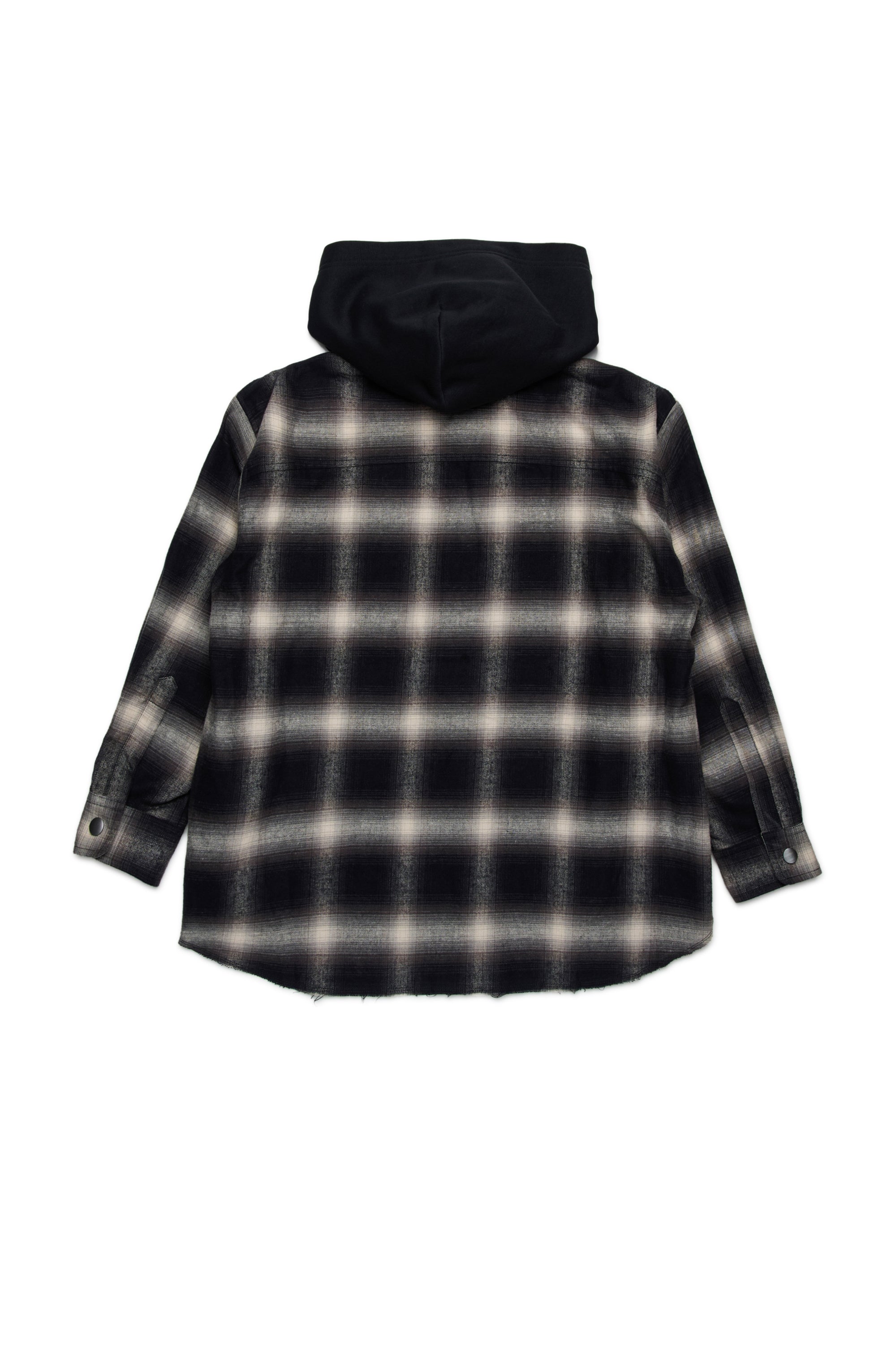 Checkered shirt jacket with hood
