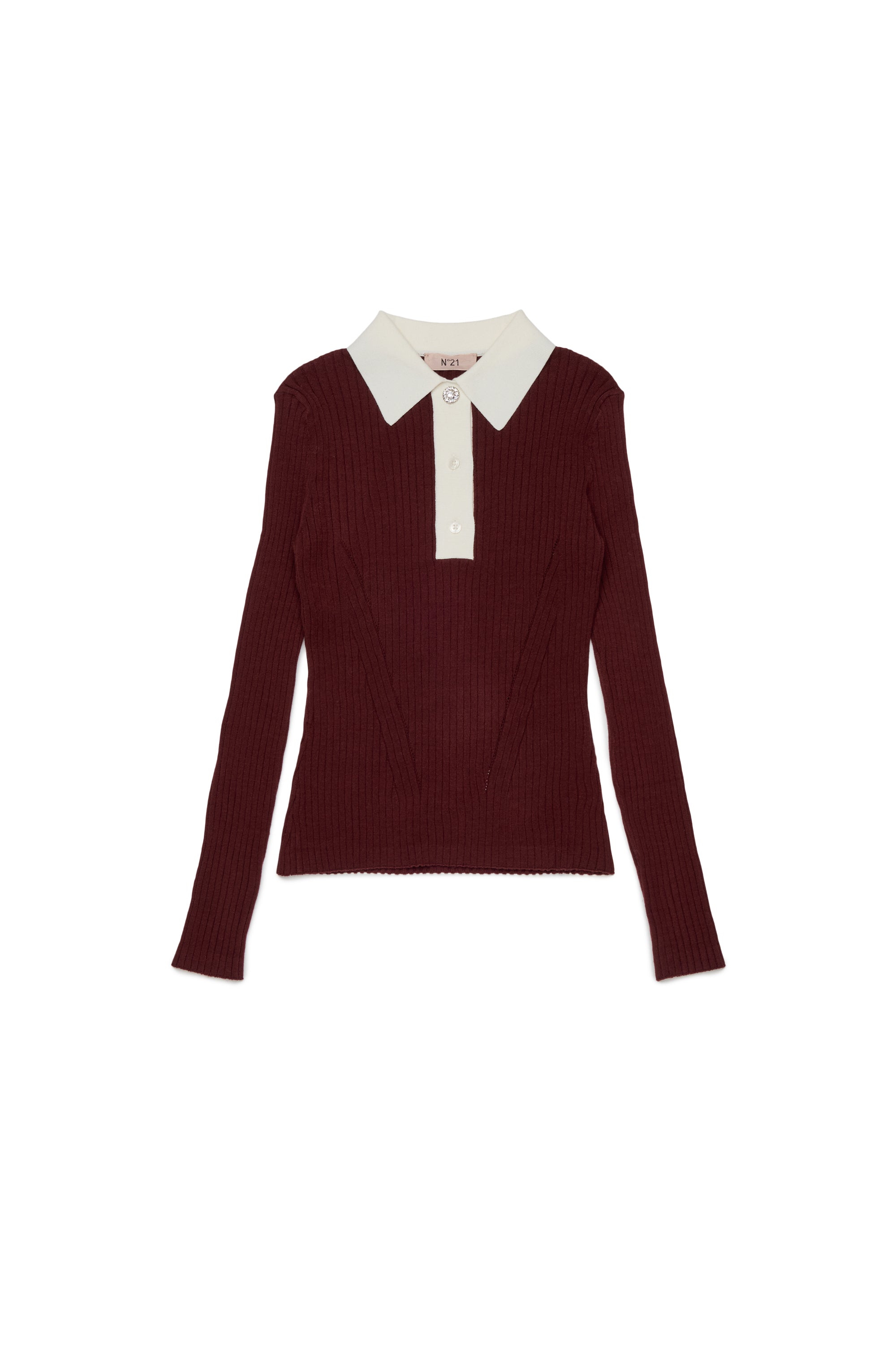 KNITTED POLO SHIRT WITH JEWEL BUTTON