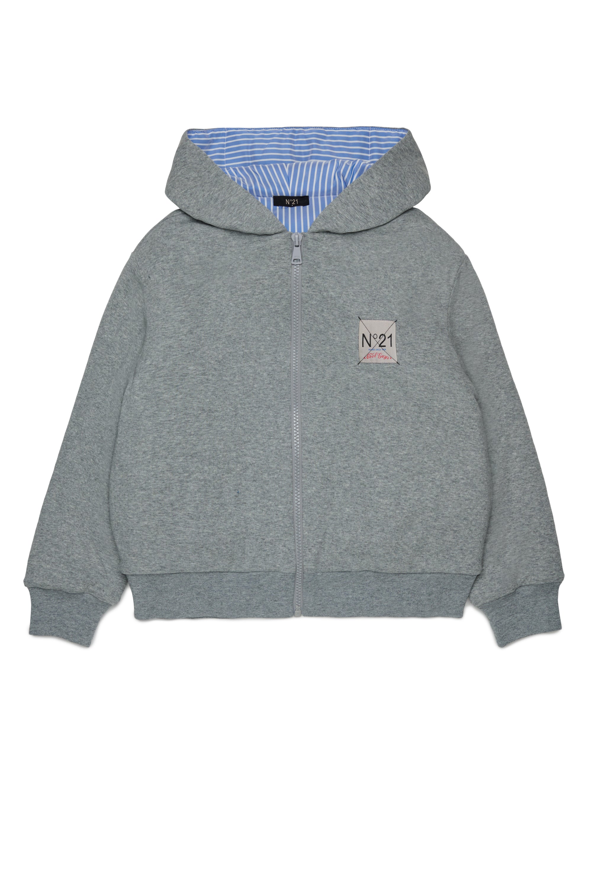 PADDED ZIP-UP SWEATER WITH CONTRAST INTERIOR